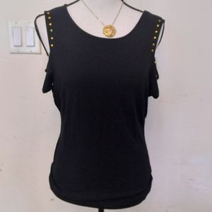 Carmen Marc Valvo cold shoulder stretch top sz M